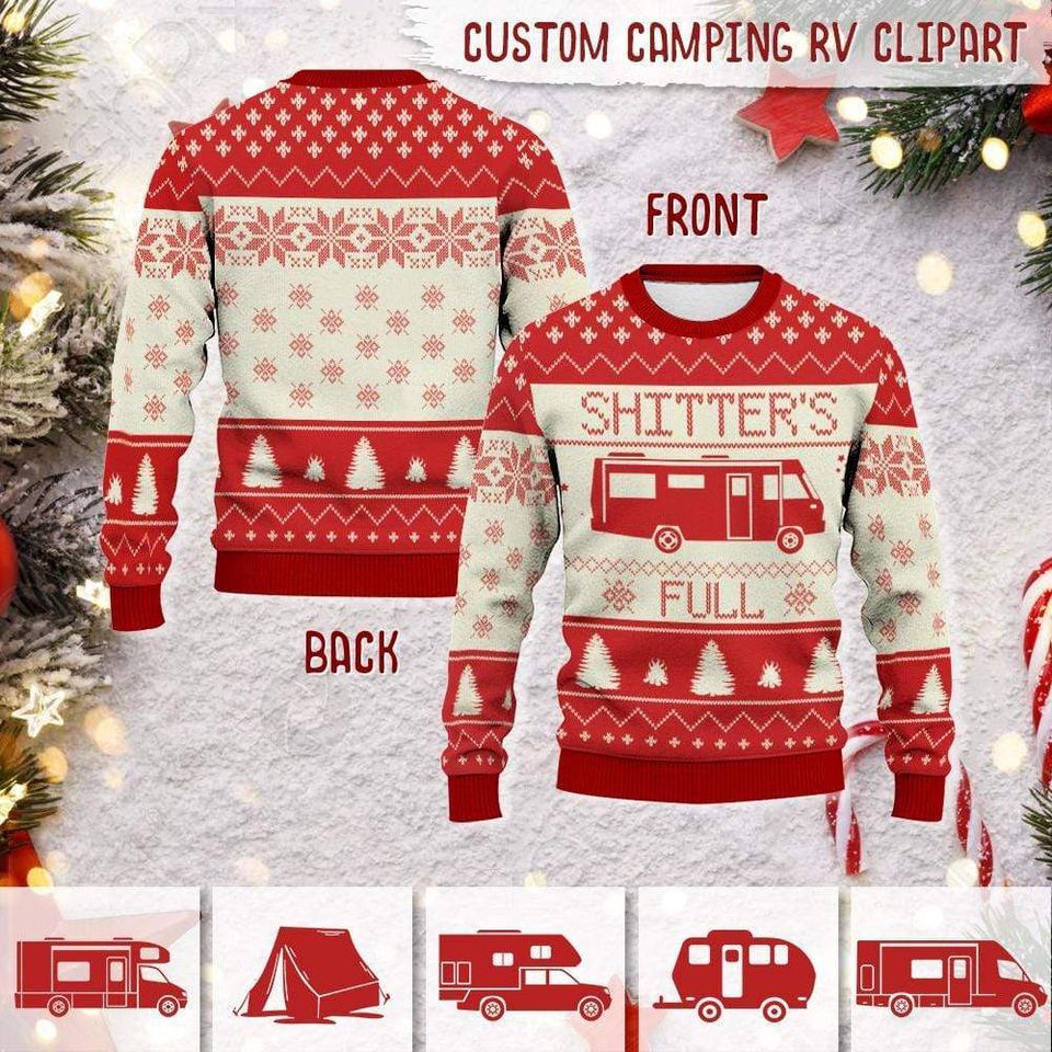 Shitter's Full Camping AOP Ugly Sweater