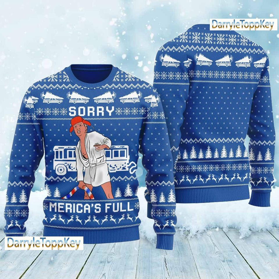 Shitters Full Donald Trump Christmas Ugly Sweater, Christmas Vacation