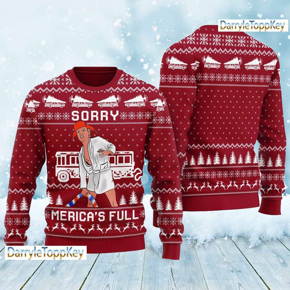 Shitters Full Donald Trump Christmas Ugly Sweater, Christmas Vacation - Image 4
