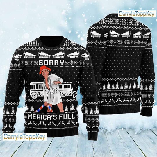 Shitters Full Donald Trump Christmas Ugly Sweater, Christmas Vacation - Image 7