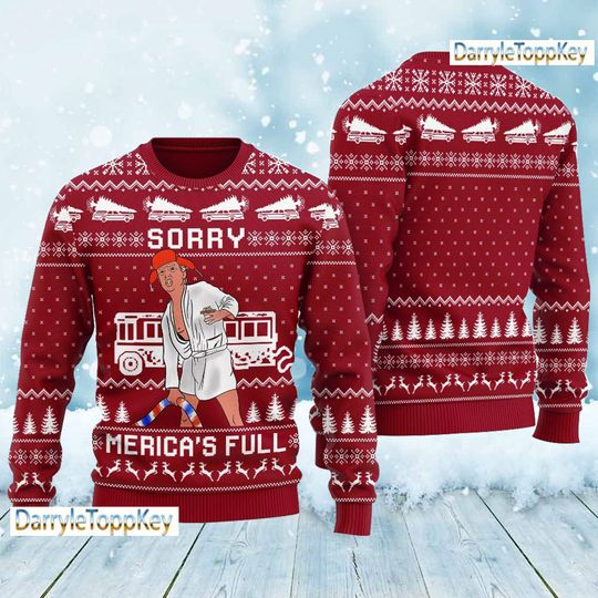 Shitters Full Donald Trump Christmas Ugly Sweater, Christmas Vacation - Image 9