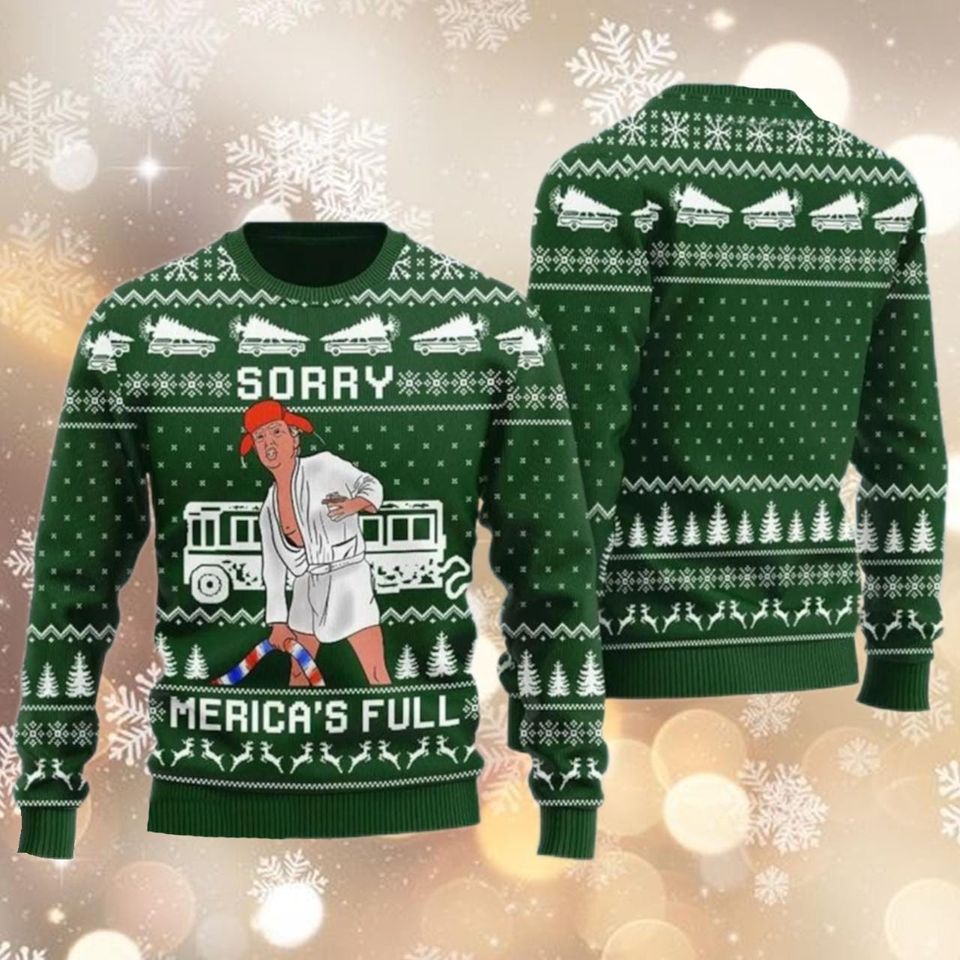 Shitters Full Donald Trump Christmas Ugly Sweater, Donald Trump Merry Christmas