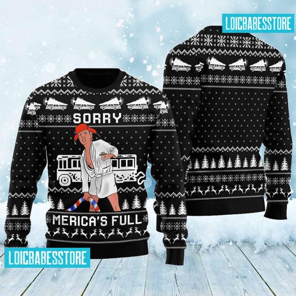 Shitters Full Donald Trump Christmas Ugly Sweater, Donald Trump Merry Christmas Shitter's - Image 2
