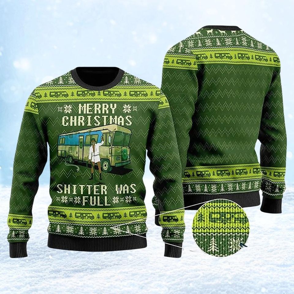 Shitters Full Merry Christmas Ugly Sweater, National Lampoon Xmas Vacation Shirt - Image 2