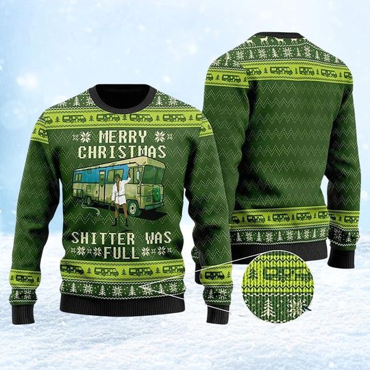Shitters Full Merry Christmas Ugly Sweater, National Lampoon Xmas Vacation Shirt - Image 6
