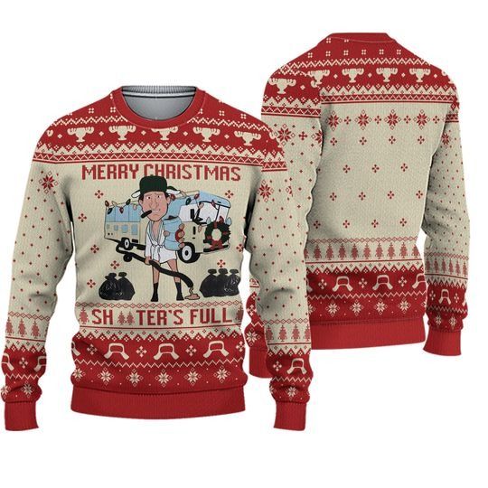 Shitters Full Ugly Sweater, Clark Griswold Xmas Sweater, National Lampoons Xmas Sweater - Image 2