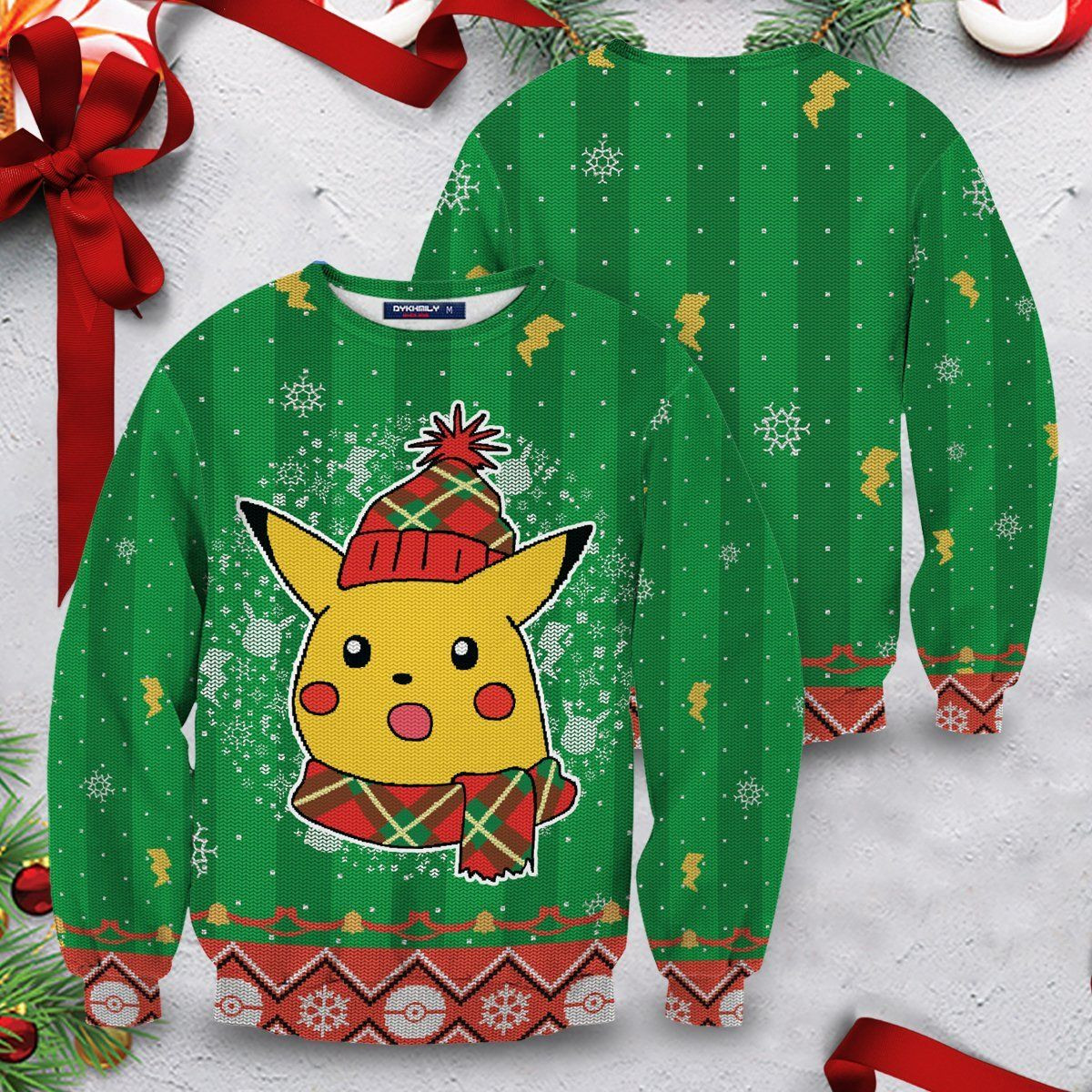 Shocked Pikachu Ugly Christmas Sweater Adult 3D Funny Matching for family
