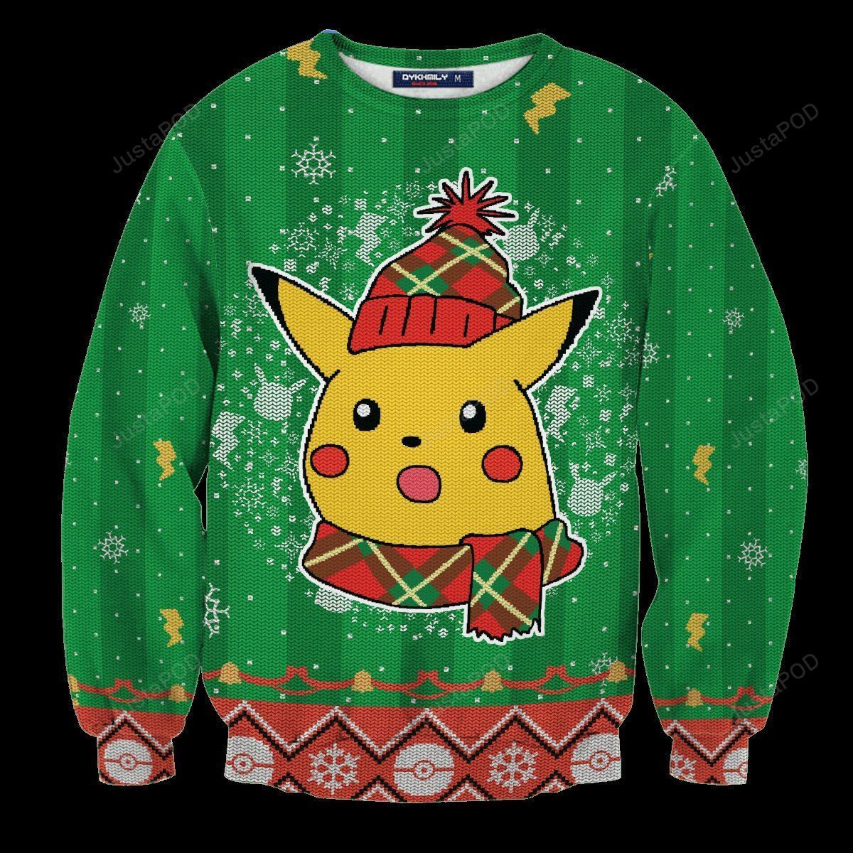 Shocked Pikachu Ugly Christmas Sweater Adult 3D Funny Matching for family