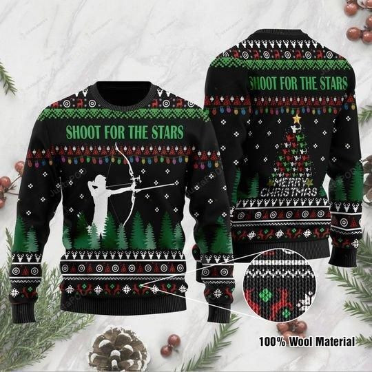 Shoot For The Stars Hunting Ugly Christmas Sweater Adult 3D Funny Matching for family