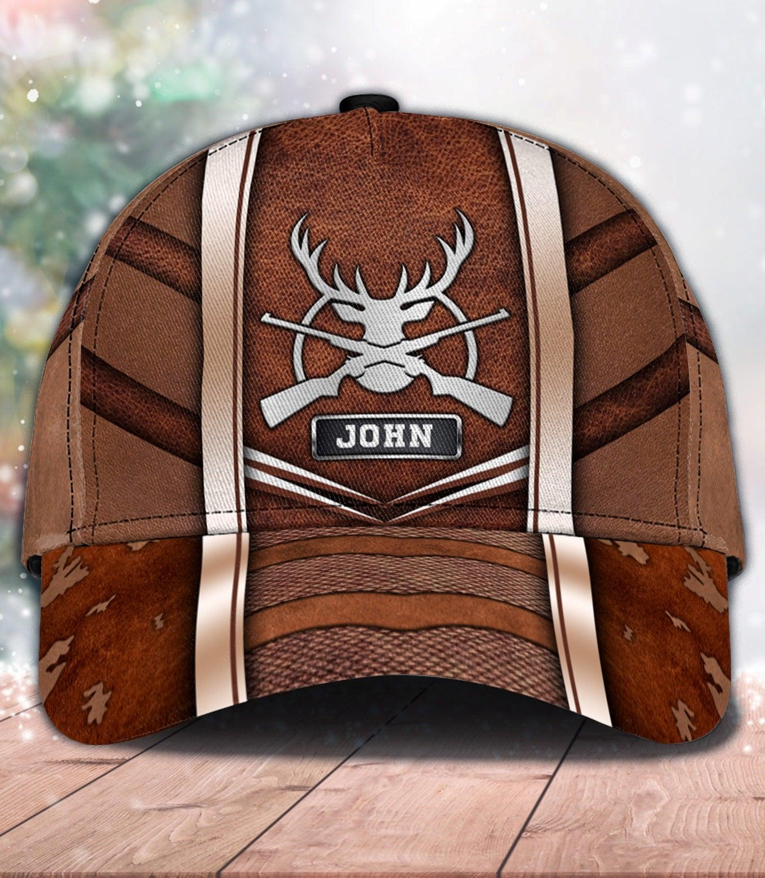 Shotgun Cross Icon Brown Color Hunting Personalized Classic Cap, Personalized Gift For Hunting Lovers Trucker Hats Custom Hats Gifts For Men & Women