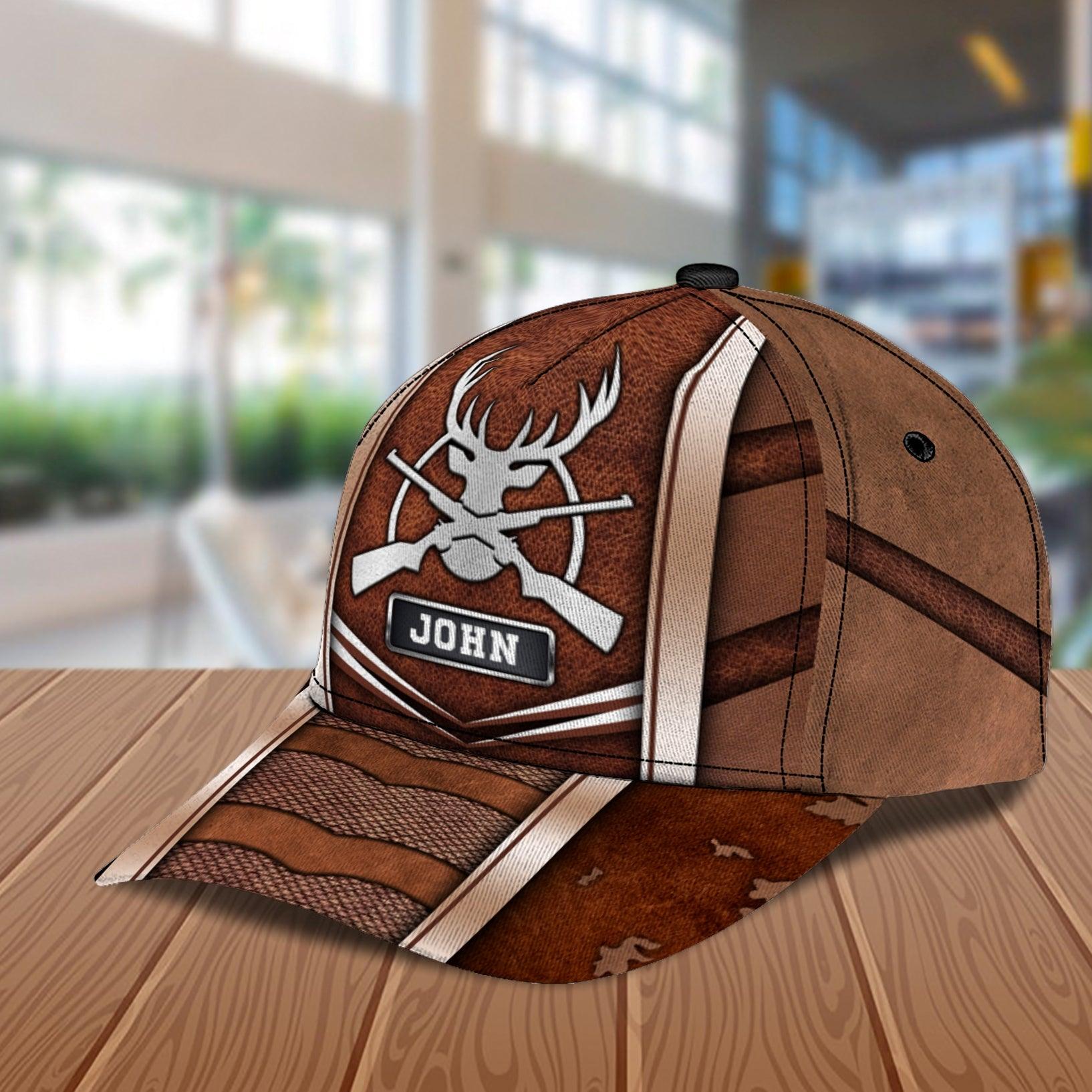 Shotgun Cross Icon Brown Color Hunting Personalized Classic Cap, Personalized Gift For Hunting Lovers Trucker Hats Custom Hats Gifts For Men & Women