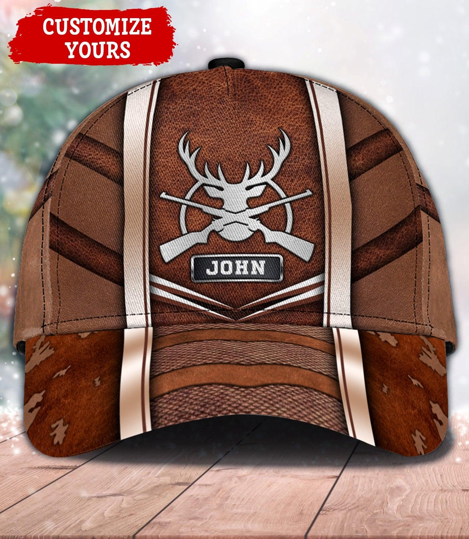 Shotgun Cross Icon Brown Color Hunting Personalized Classic Cap, Personalized Gift For Hunting Lovers Trucker Hats Custom Hats Gifts For Men & Women