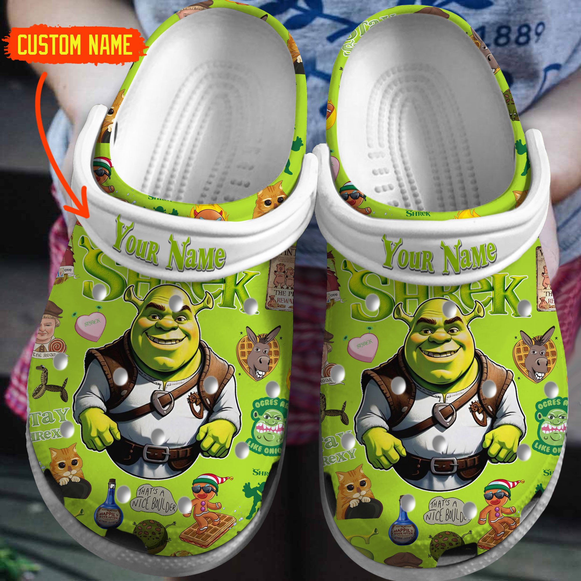 Shrek Cartoon Crocs Crocband Clogs Shoes Comfortable For Men Women and Kids
