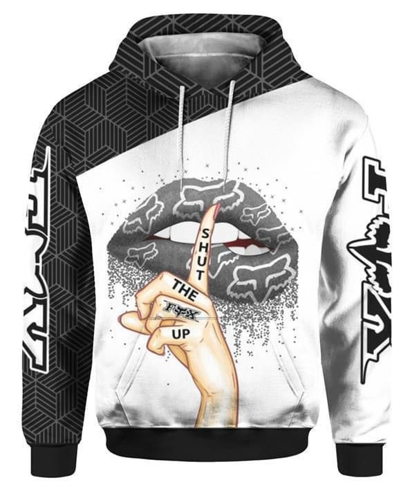 Shut The Fox Up Shhh Fox Racing Lips 3D All Over Print Hoodie, Zip Hoodie
