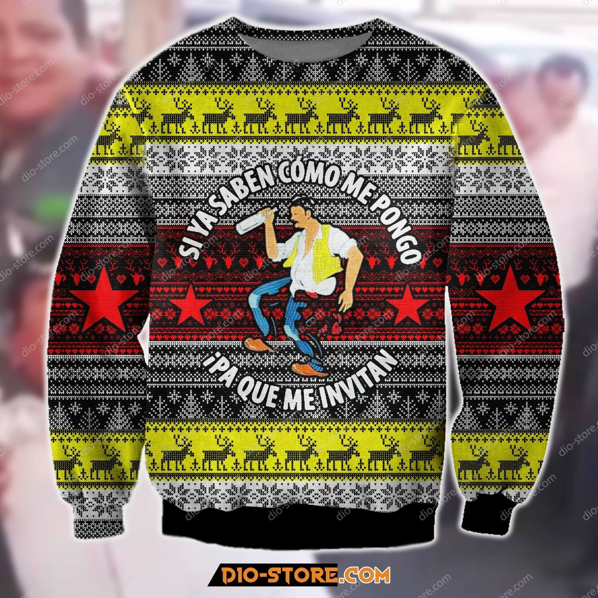 Si Ya Saben Como Me Pongo Paque Me Invitan Stars Pattern For Unisex Ugly Christmas Sweater Adult 3D Funny Matching for family