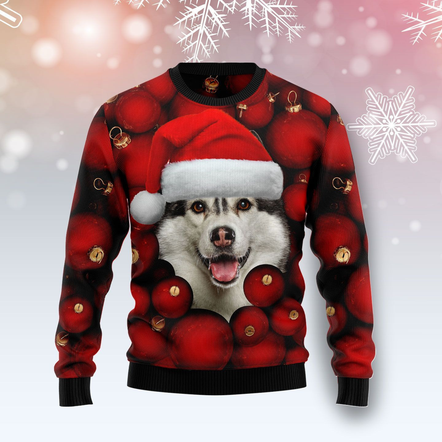 Siberian Husky Ornament For Unisex Ugly Christmas Sweater Adult 3D Funny Matching for family