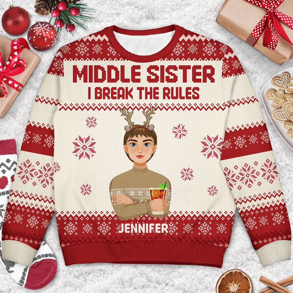 Sibling Rules Custom Family Christmas Gift Personalized Unisex Ugly Sweatshirt - Image 3