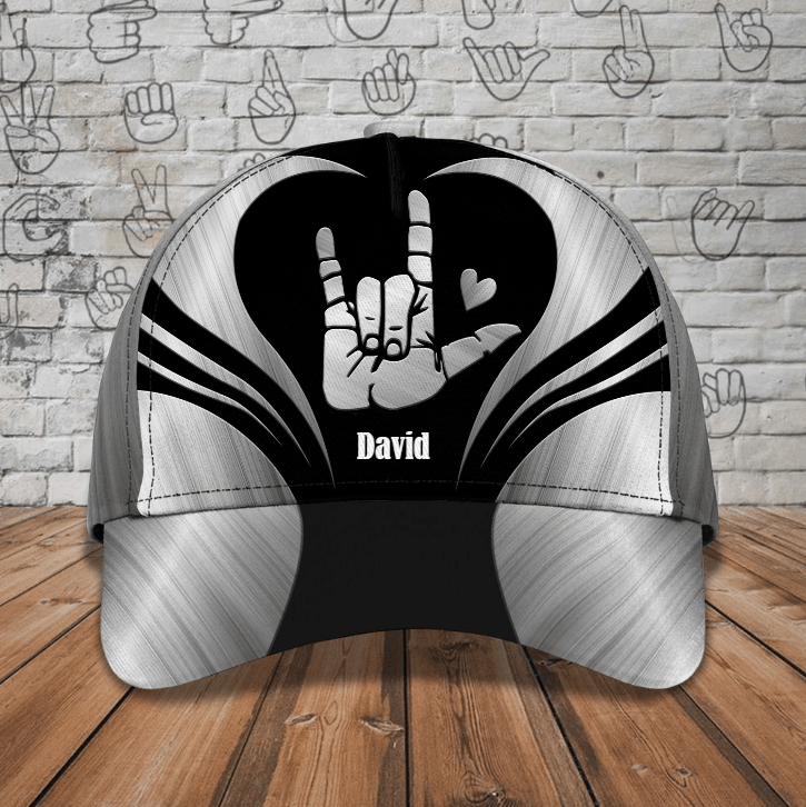 Sign Language Cap, Personalized Sign Language Cap, Custom Name Hat for People Who Deaf, Gift for Interpreter Trucker Hats Custom Hats Gifts For Men & Women