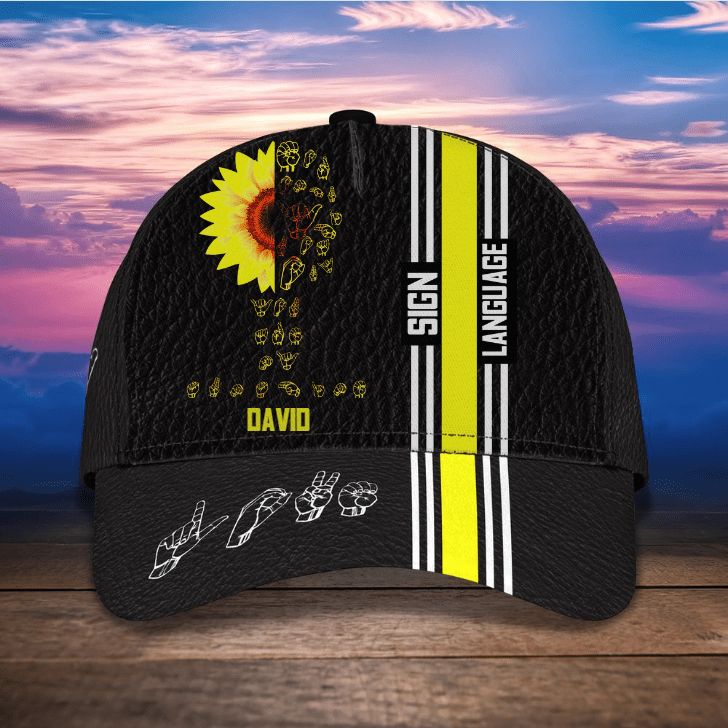 Sign Language Cap, Personalized Sign Language Cap, Custom Name Hat for People Who Deaf, Gift for Interpreter Trucker Hats Custom Hats Gifts For Men & Women