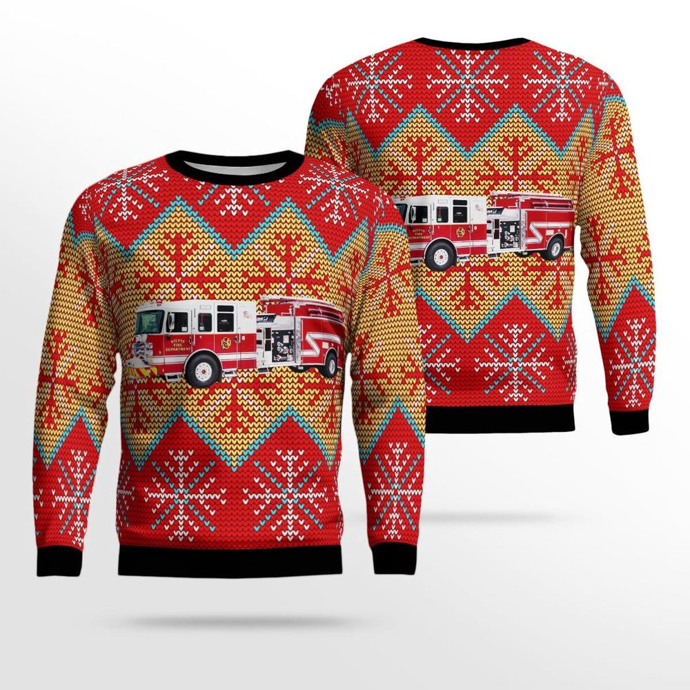 Silvis Illinois Silvis Fire Department AOP Ugly Sweater Unisex Christmas Gift