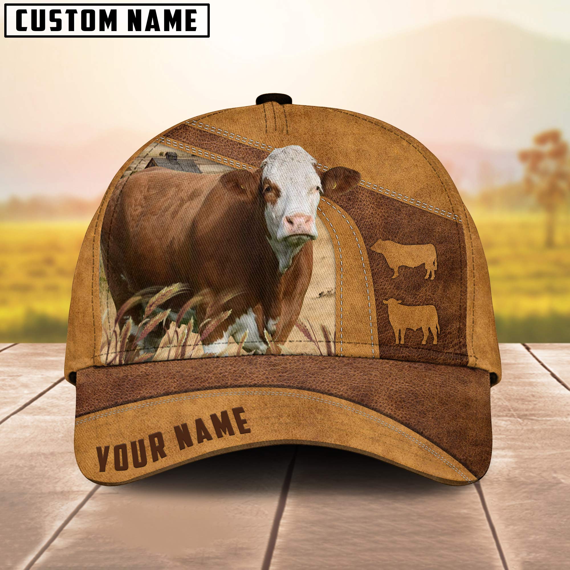 Simmental Custom Name 3D Cap 3D All Over Print Baseball Cap, Cap For Farm Lovers, Animal Cap, Leather Pattern Cap Trucker Hats Custom Hats Gifts For Men & Women
