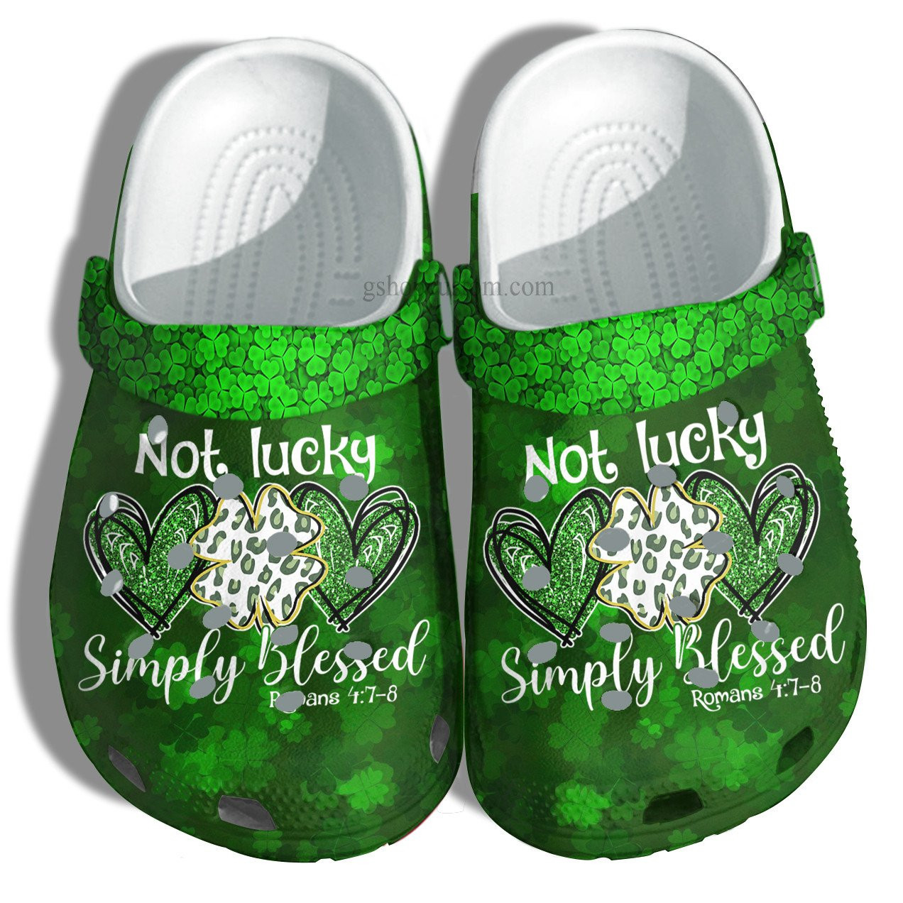 Simple Blessed Romans 78 Clover Leaf Green Lucky Shoes - Clover Lucky Shoes Clogs Gifts For Mother Day
