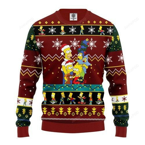 Simpson Family Ugly Christmas Sweater Adult 3D Funny Matching for family