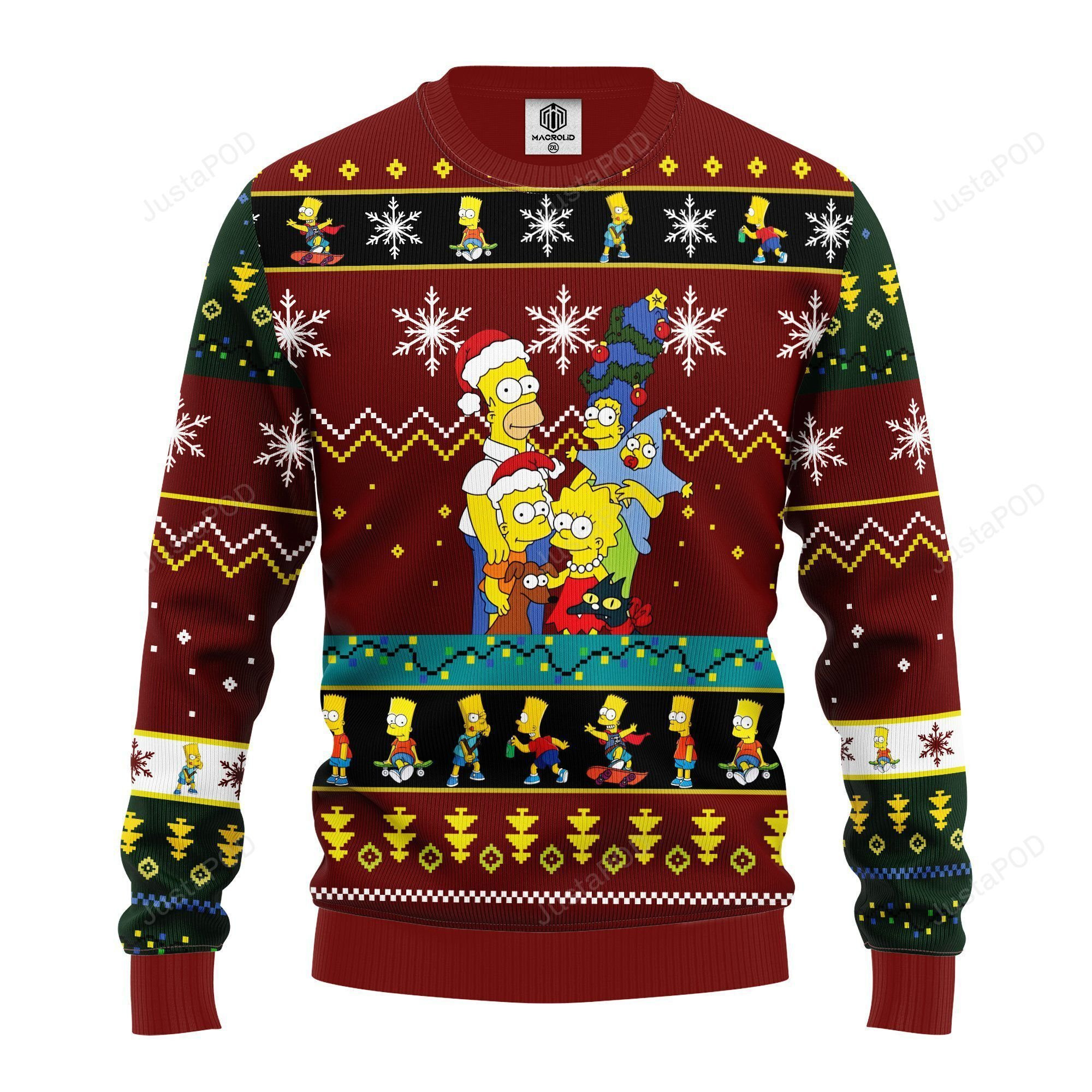 Simpson Family Ugly Christmas Sweater Adult 3D Funny Matching for family