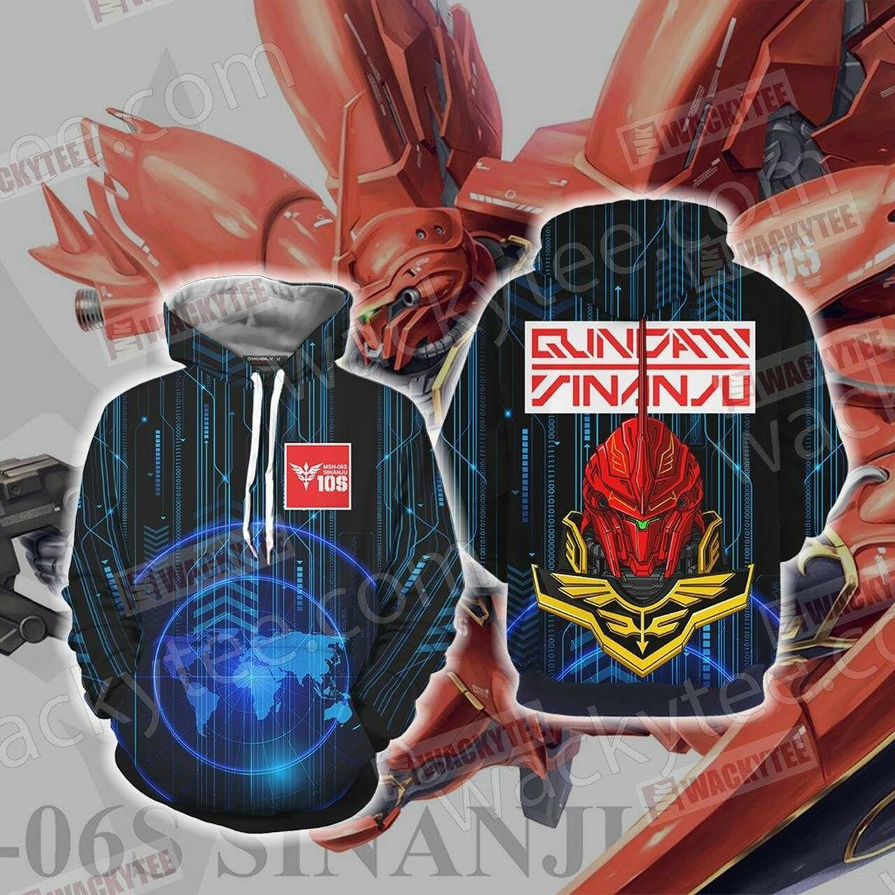 Sinanju Gundam Unisex 3D All Over Print Hoodie, Zip Hoodie
