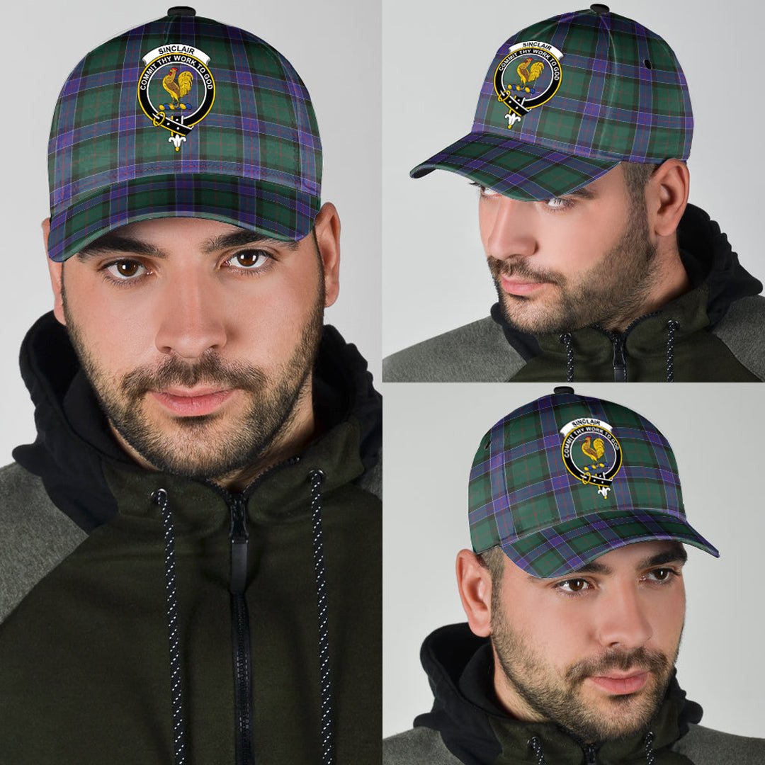 Sinclair Hunting Modern Tartan Baseball Cap, Tartan Plaid Cap with Family Crest K23 Trucker Hats Custom Hats Gifts For Men & Women