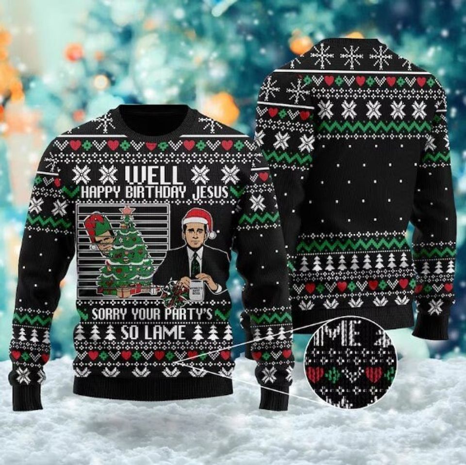 Sitcom Ugly Christmas Sweater,Well Happy brithday jesus sweater