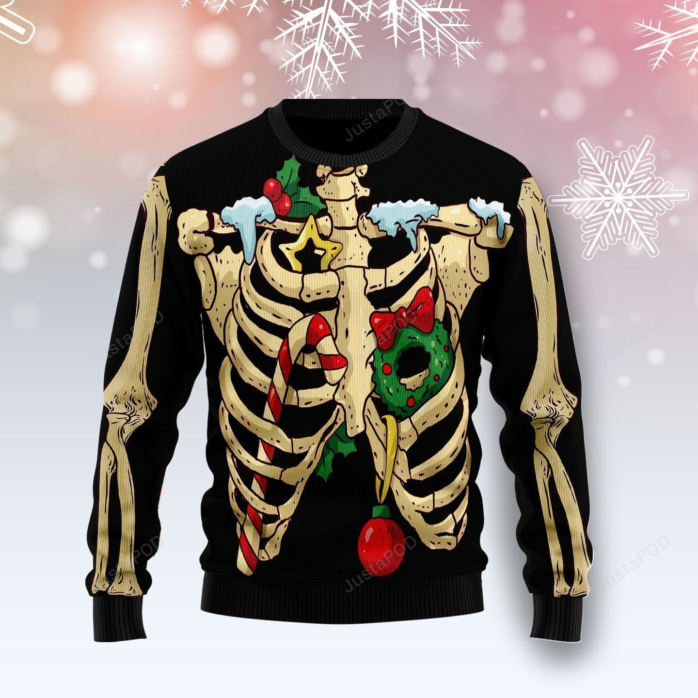 Skeleton Christmas Awesome Ugly Christmas Sweater Adult 3D Funny Matching for family