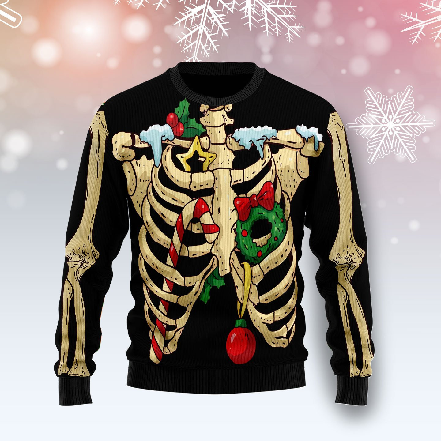 Skeleton Christmas Awesome Ugly Christmas Sweater Adult 3D Funny Matching for family