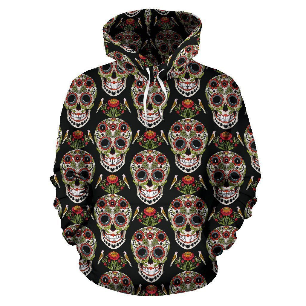 Skeleton Floral Rose Sugar Skull Girly 3D All Over Print Hoodie, Zip Hoodie