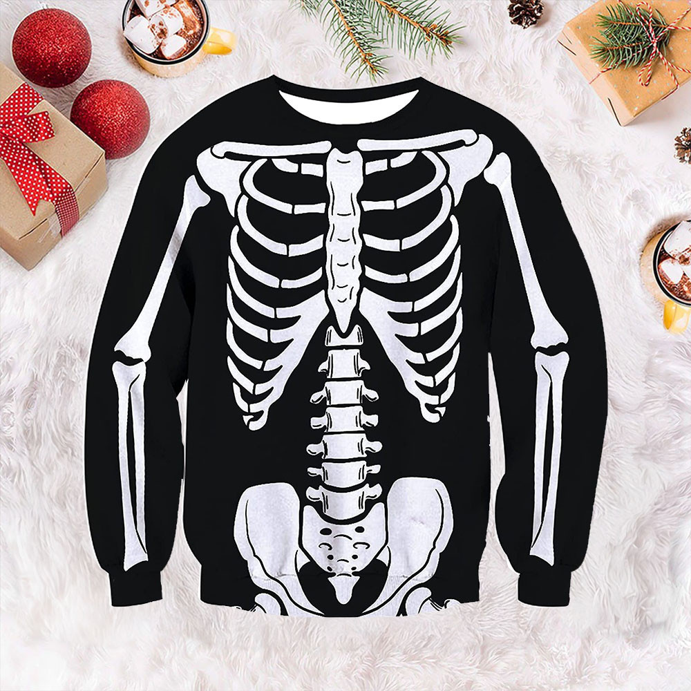 Skeleton Halloween Ugly Christmas Sweater Halloween Gifts For Boyfriend