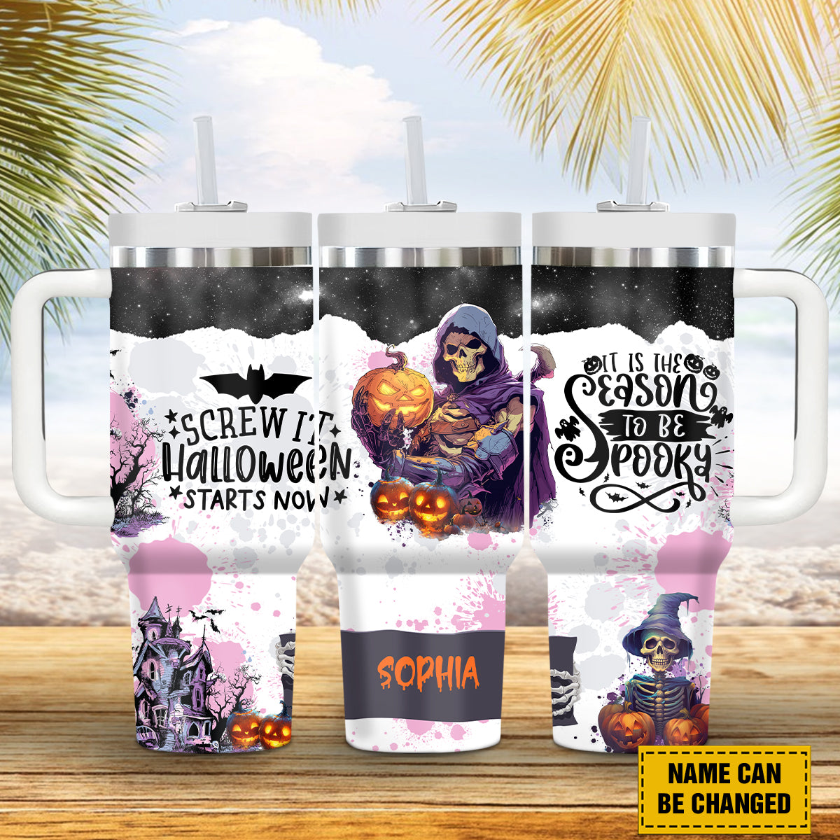 Skeleton Pumpkin Halloween Custom Stanley Cup 40 oz 30 oz Tumbler With HandleTVC2301694