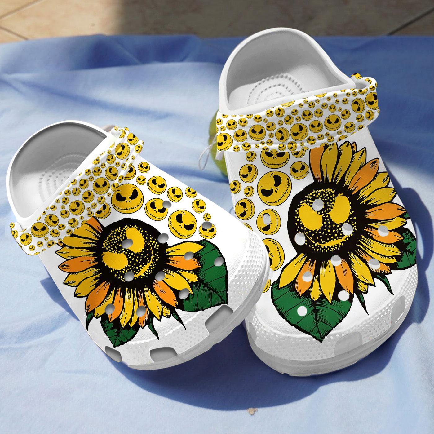 Skeleton Sunflower Crocs Crocband Clogs Shoes Comfortable For Men Women and Kids