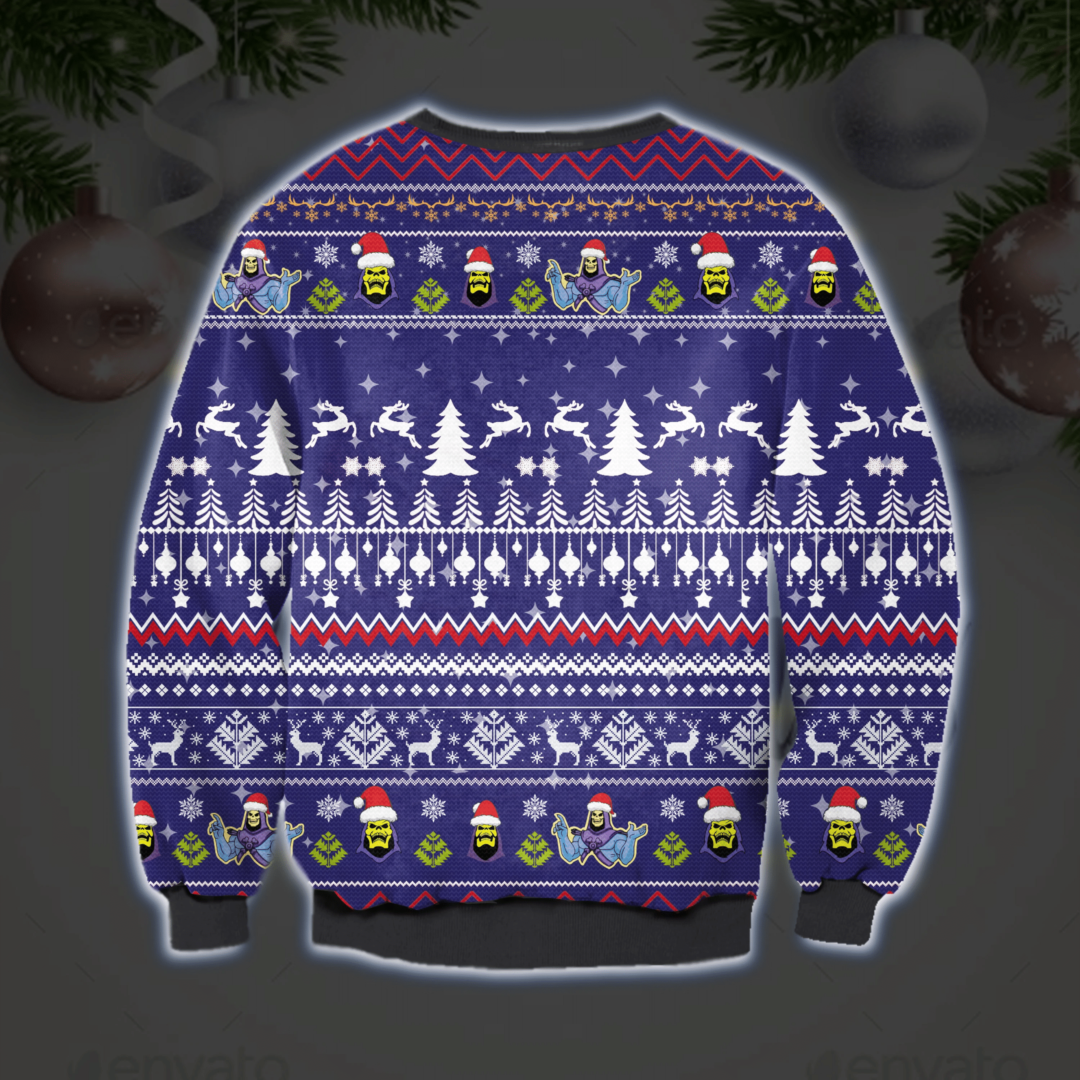 Skeletor Live Laugh Love Ugly Christmas Sweater Adult 3D Funny Matching for family - Image 2