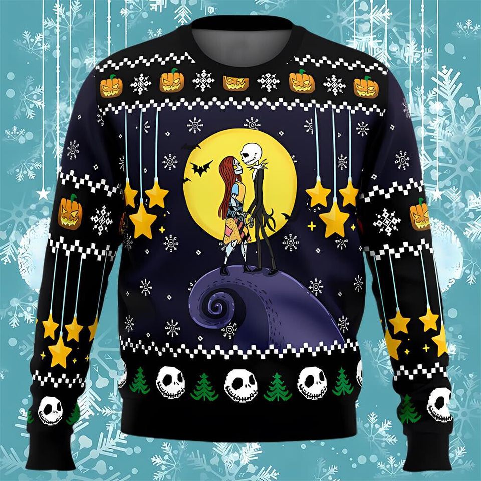 Skellington And Sallyy Romantic Nightmare Before Christmas Movie Ugly Sweater