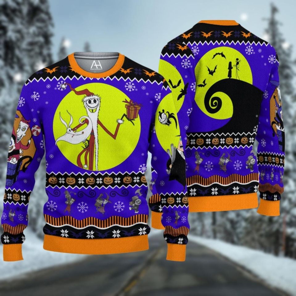 Skellington Christmas Ugly Sweatshirt, Skellington Couple Sally Sweater