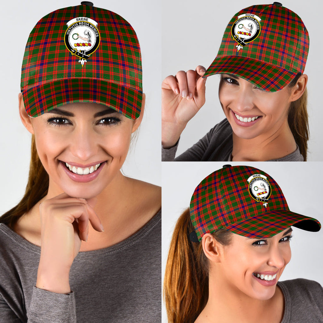 Skene Modern Tartan Baseball Cap, Tartan Plaid Cap with Family Crest K23 Trucker Hats Custom Hats Gifts For Men & Women