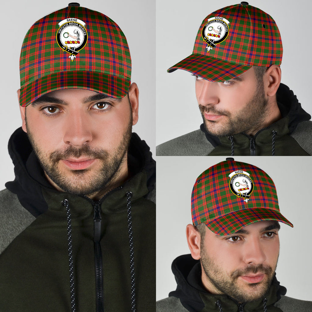 Skene Modern Tartan Baseball Cap, Tartan Plaid Cap with Family Crest K23 Trucker Hats Custom Hats Gifts For Men & Women