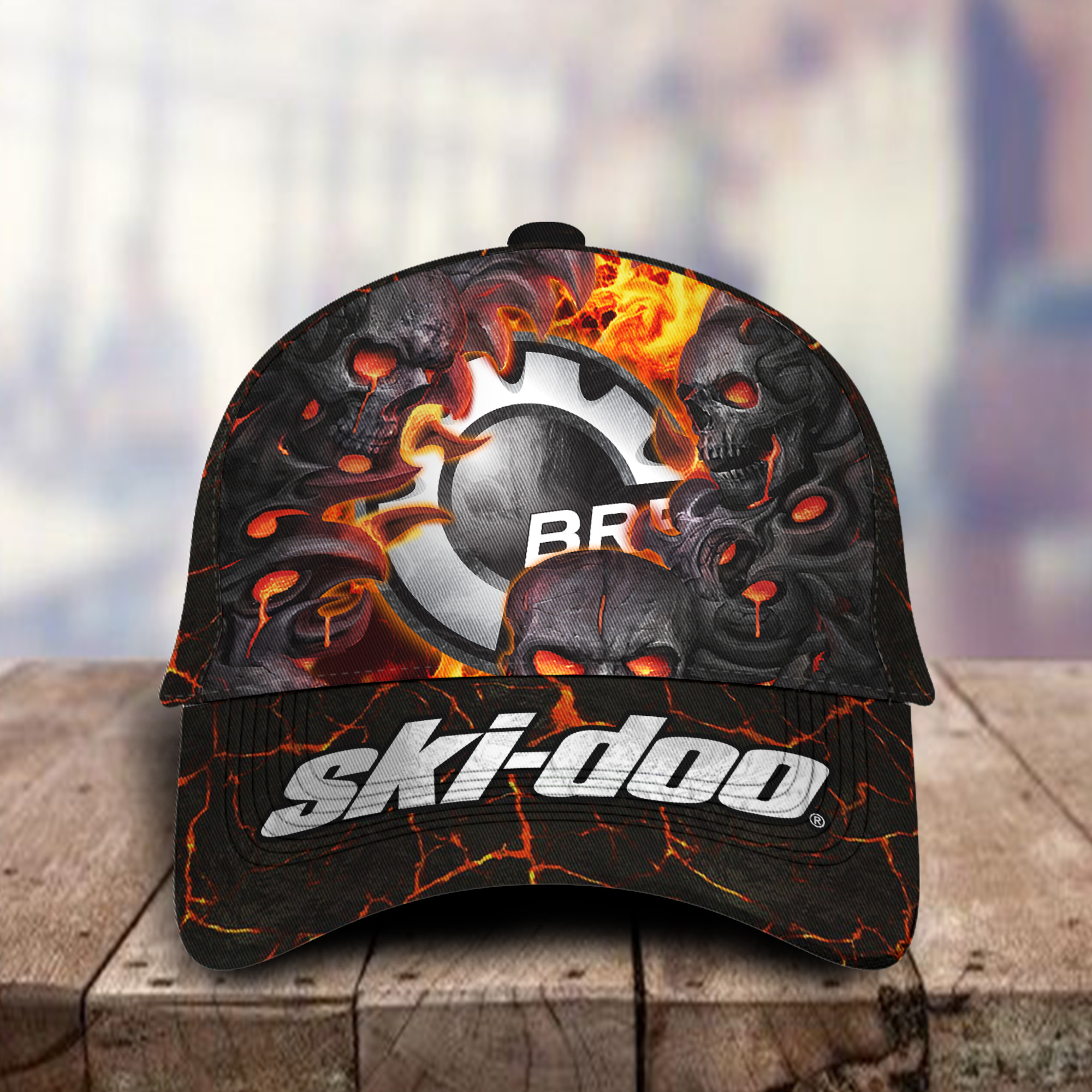 Ski Doo 3D Classic Cap Skull Fire Car Motor Brand Hats Trucker Hats Custom Hats Gifts For Men & Women