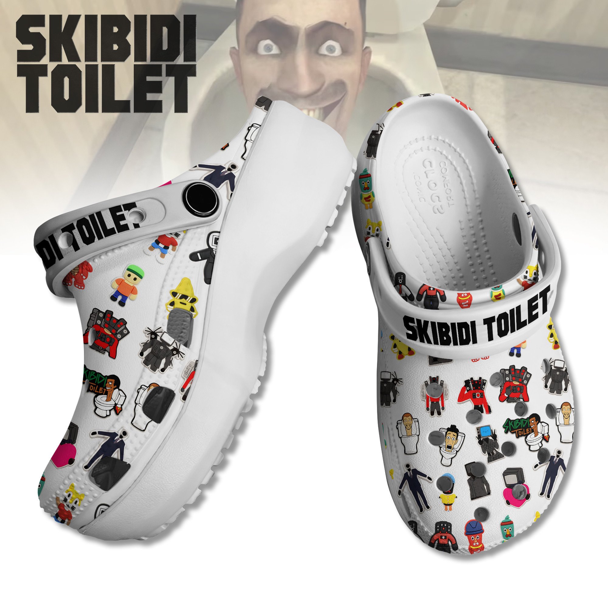 Skibidi Toilet Cartoon Crocs Crocband Clogs Shoes Comfortable For Men Women and Kids