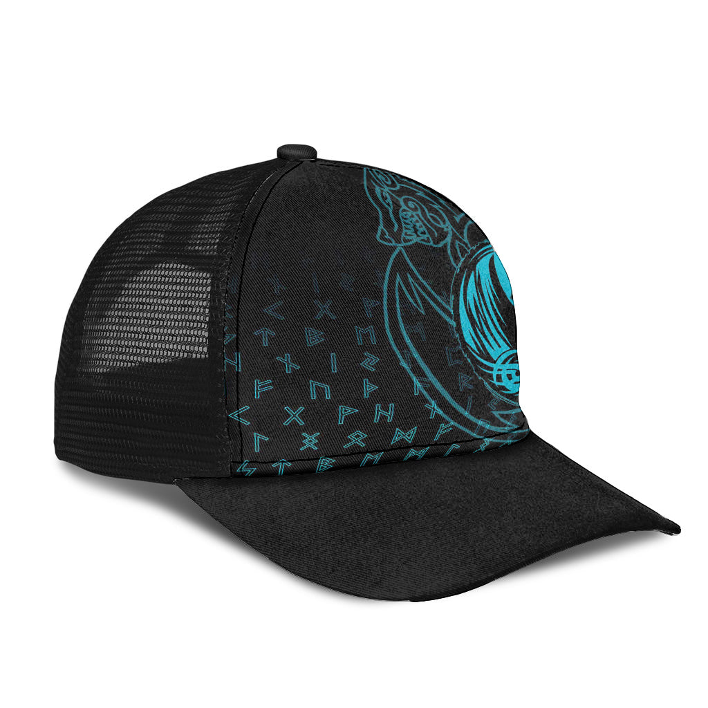Skoll and Hati Cyan Mesh Back Cap Trucker Hats Custom Hats Gifts For Men & Women
