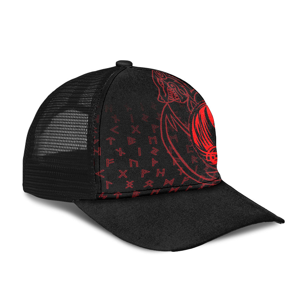 Skoll and Hati Red Mesh Back Cap Trucker Hats Custom Hats Gifts For Men & Women