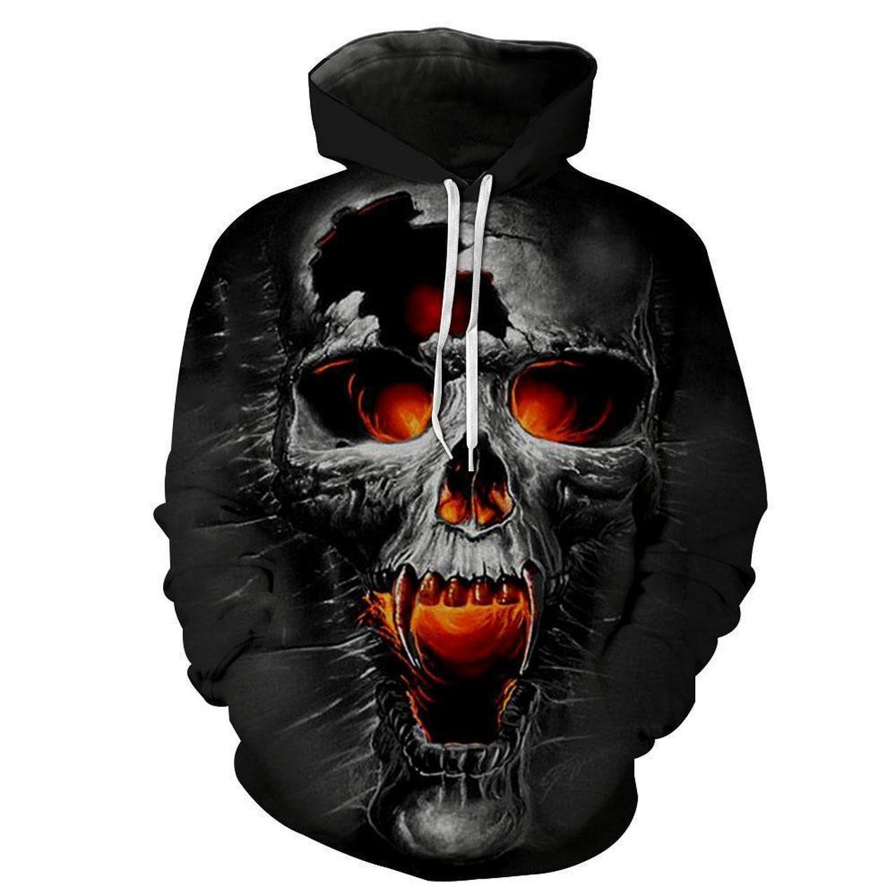 Skull 3D All Over Print Hoodie, Zip Hoodie