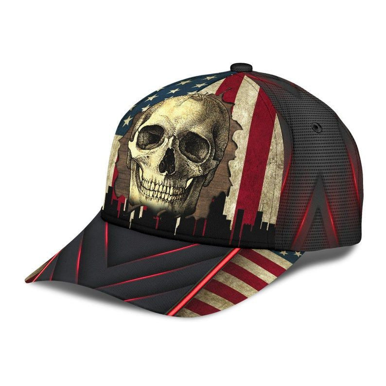 Skull American Flag Hat Classic Cap 3D Gift Idea, Human Cap, Trending Cap, American Cap Trucker Hats Custom Hats Gifts For Men & Women
