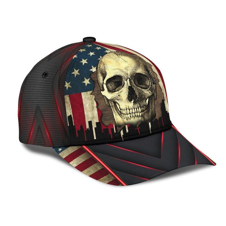Skull American Flag Hat Classic Cap 3D Gift Idea, Human Cap, Trending Cap, American Cap Trucker Hats Custom Hats Gifts For Men & Women