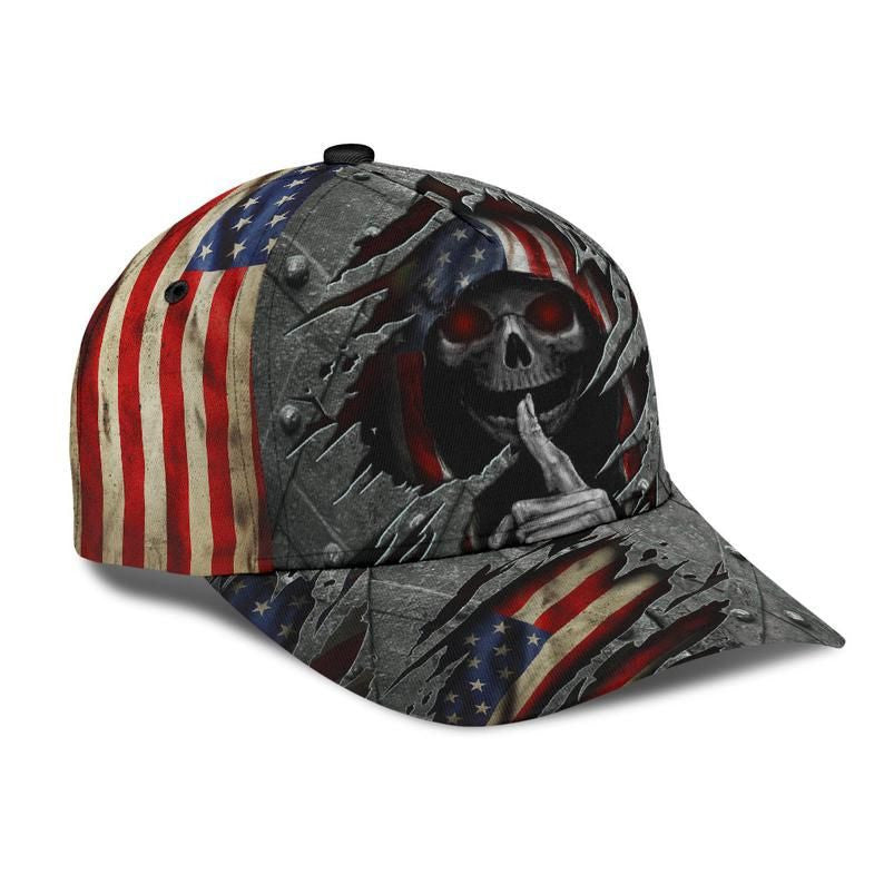 Skull American Flag Hat Classic Cap 3D, Human Cap 3D, Classical Cap, Women And Men Cap Trucker Hats Custom Hats Gifts For Men & Women